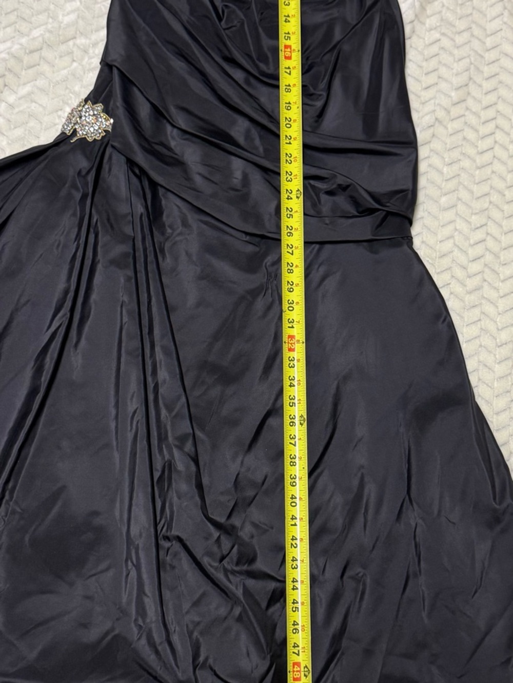 Amsale Black Strapless Evening Gown with Spaghetti Straps - Picture 8 of 13
